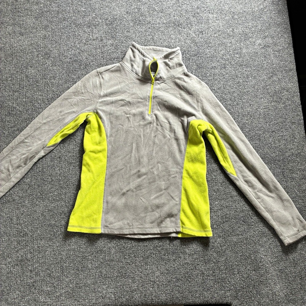Old Navy Womens Gray/Yellow Colorblock 1/2 Zip Fleece Mock Neck Sweatshirt M